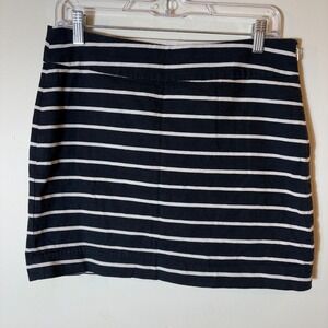 Banana Republic Striped Mini Skirt Womens Size‎ 6 Cotton Blend Navy White